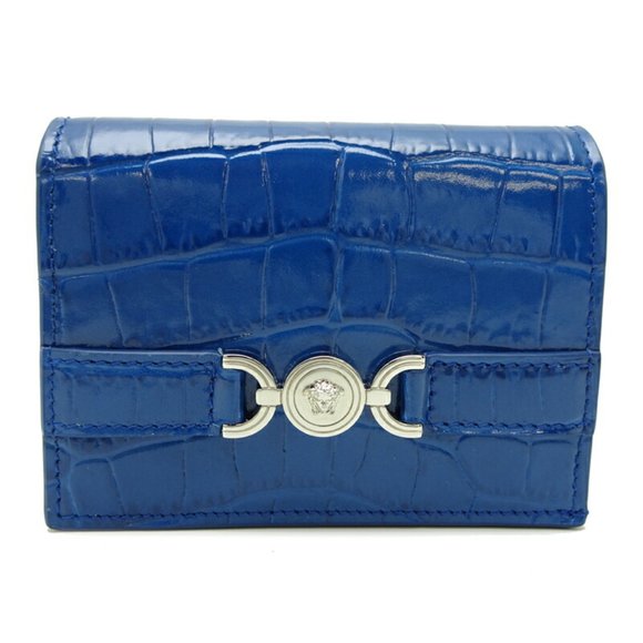 Versace Medusa 95 Women's and Men's Bifold Wallet in Blue Leather